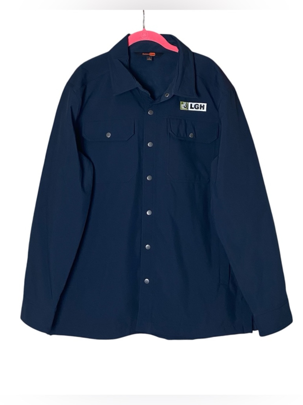 CornerStone Workwear Jacket Mens Large Blue Softshell Fleece Lined Snap Front